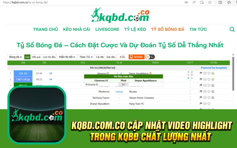 Kqbd.com.co cập nhật video highlight trong kqbđ chất lượng nhất